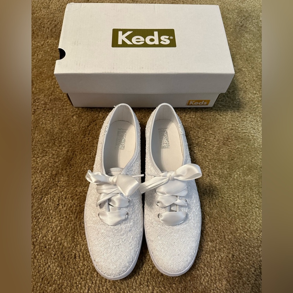 Keds Champion Sequin Sneaker in White - 6.5